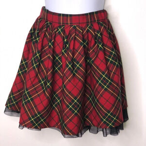 E•Land girls tartan plaid tulle lined skirt